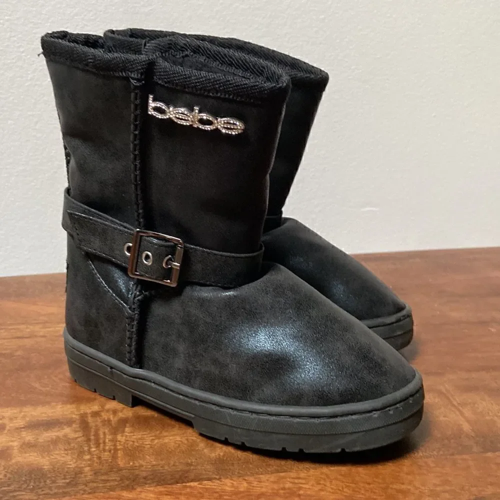 𝅺Bebe Winter Black Boots Size 12 Girls New